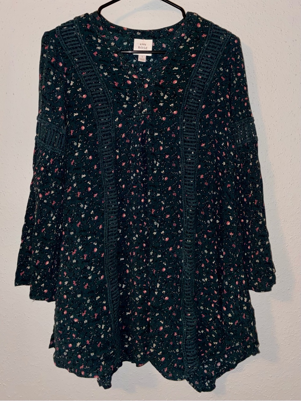 Knox Rose Floral Boho Crochet Tunic Dress